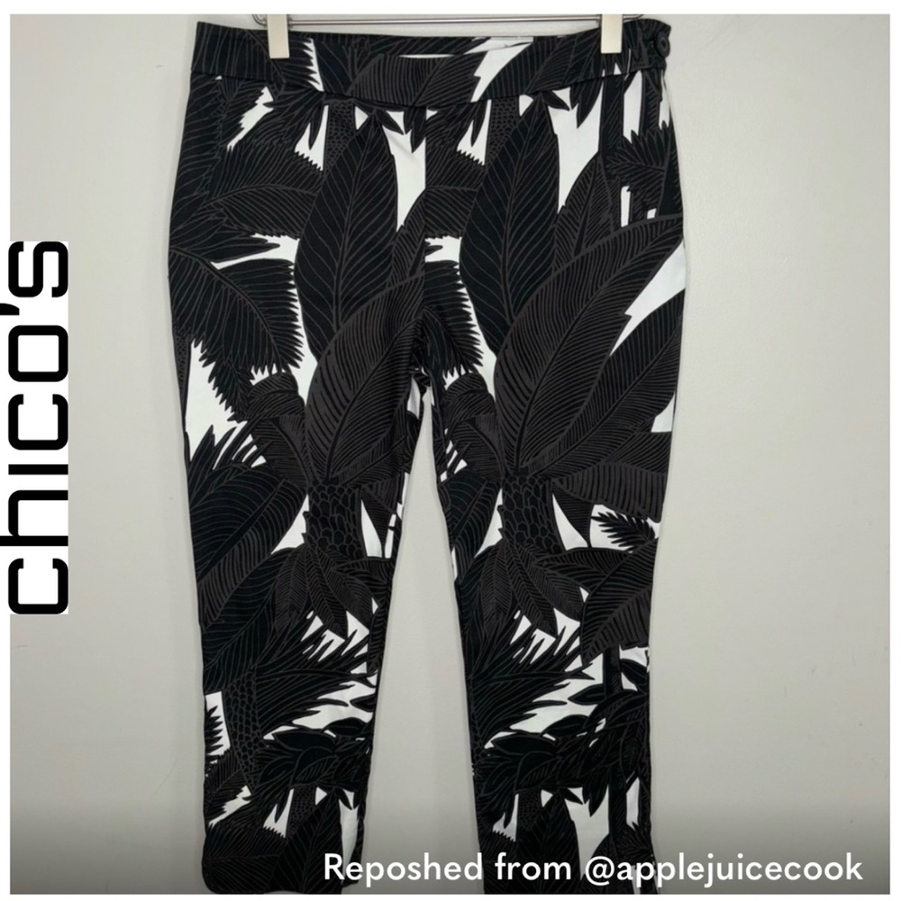 CHICO’s Black + White Palm Tree Capri Pants, size 0 (4)